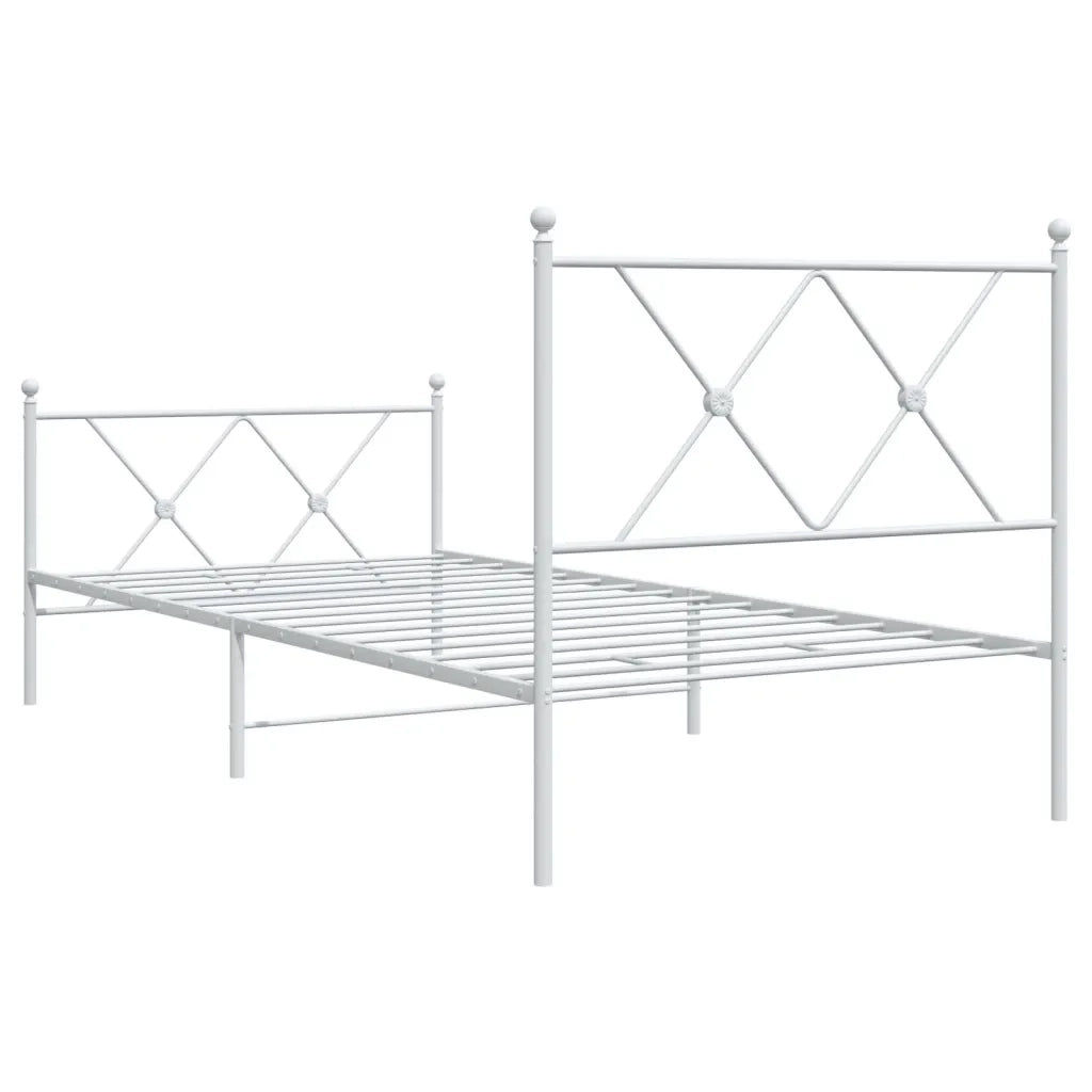 Giroletto con Testiera e Pediera Metallo Bianco 90x200 cm 376562
