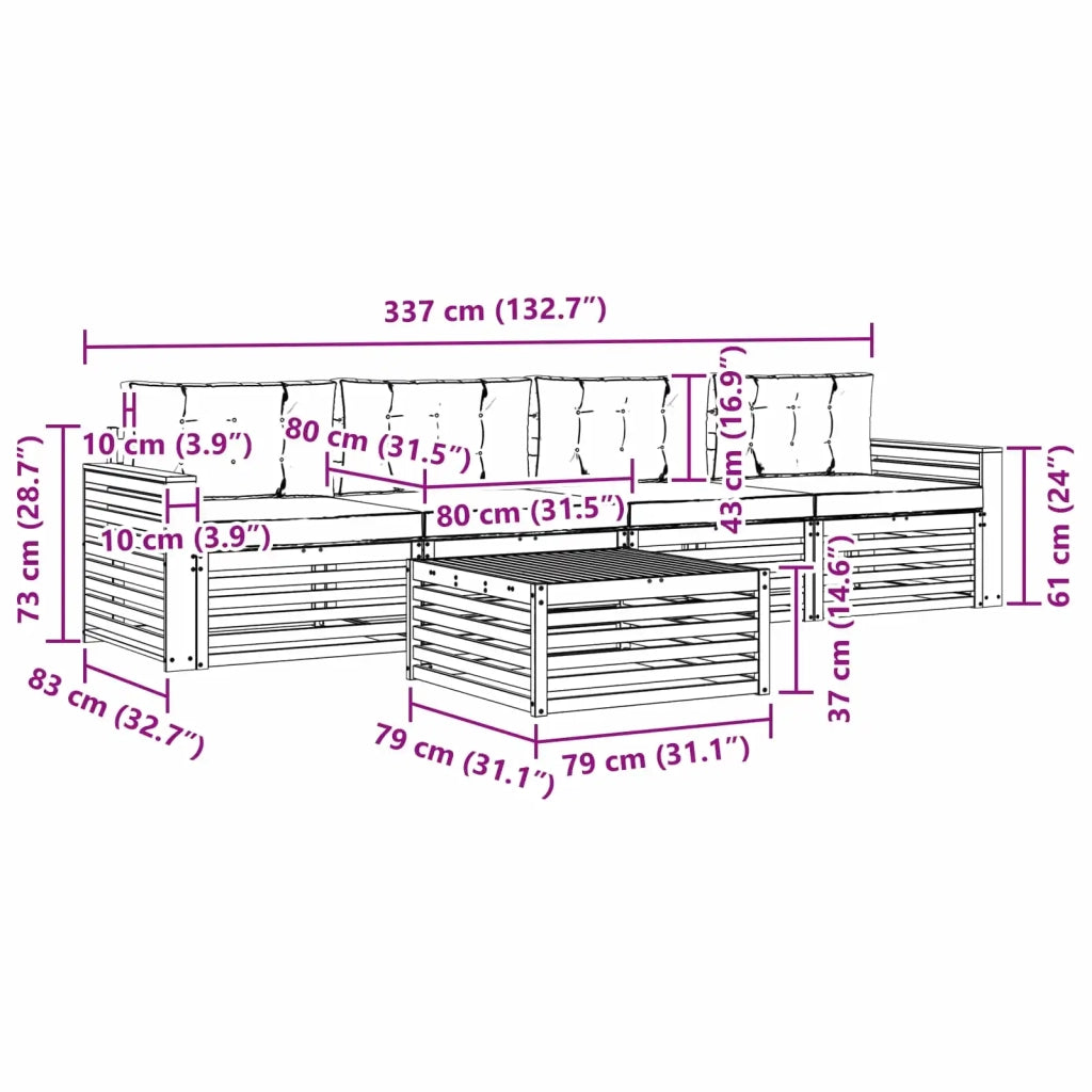 Set di divani da esterno 5 pz Bianco e Antracite 3390012