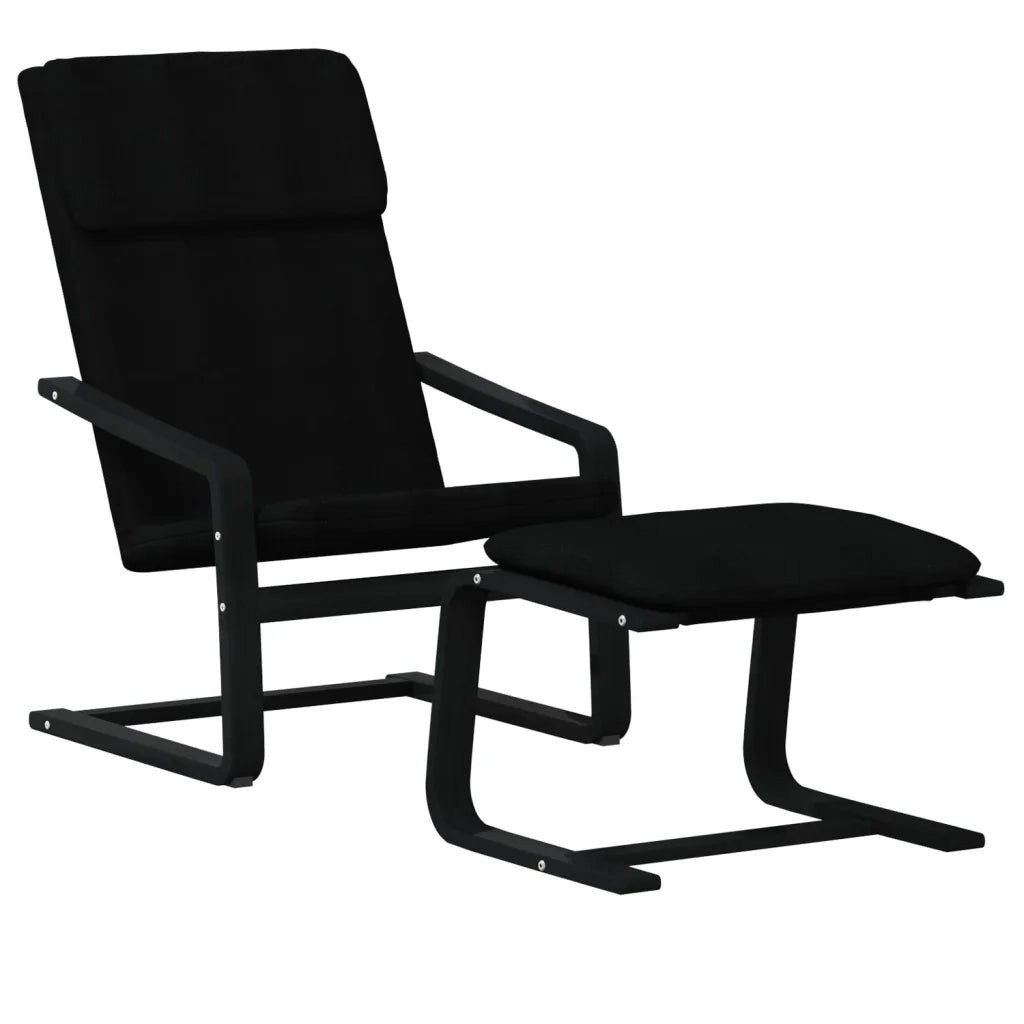 Divano Sedia-Poltrona Relax con Poggiapiedi Nera in Tessuto 745422