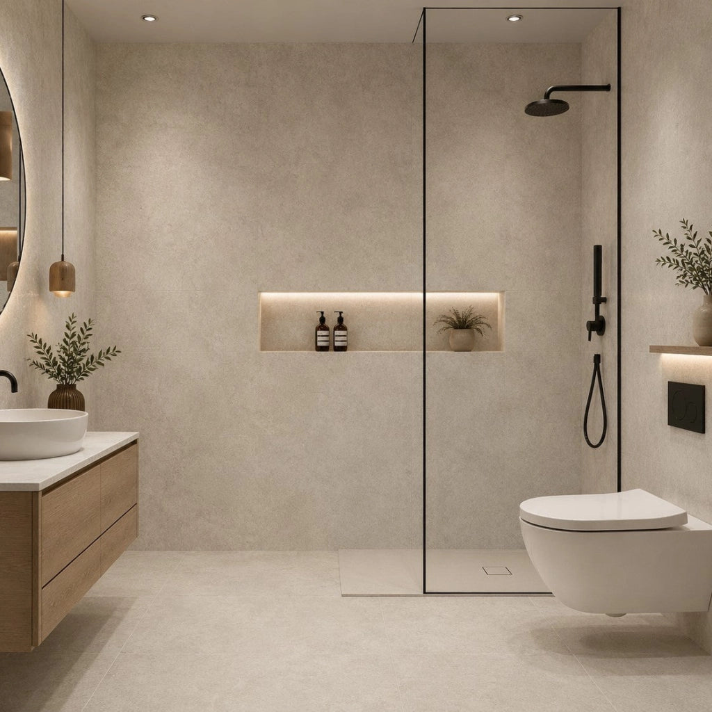 Set 22 Piastrelle Autoadesive per Pavimento e Parete 30x30 cm 2 mq in LTV PVC Effetto Marmo Beige