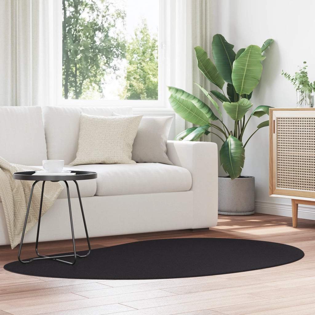 Tappeto Area Nero 120x170 cm Poliestere Antiscivolo