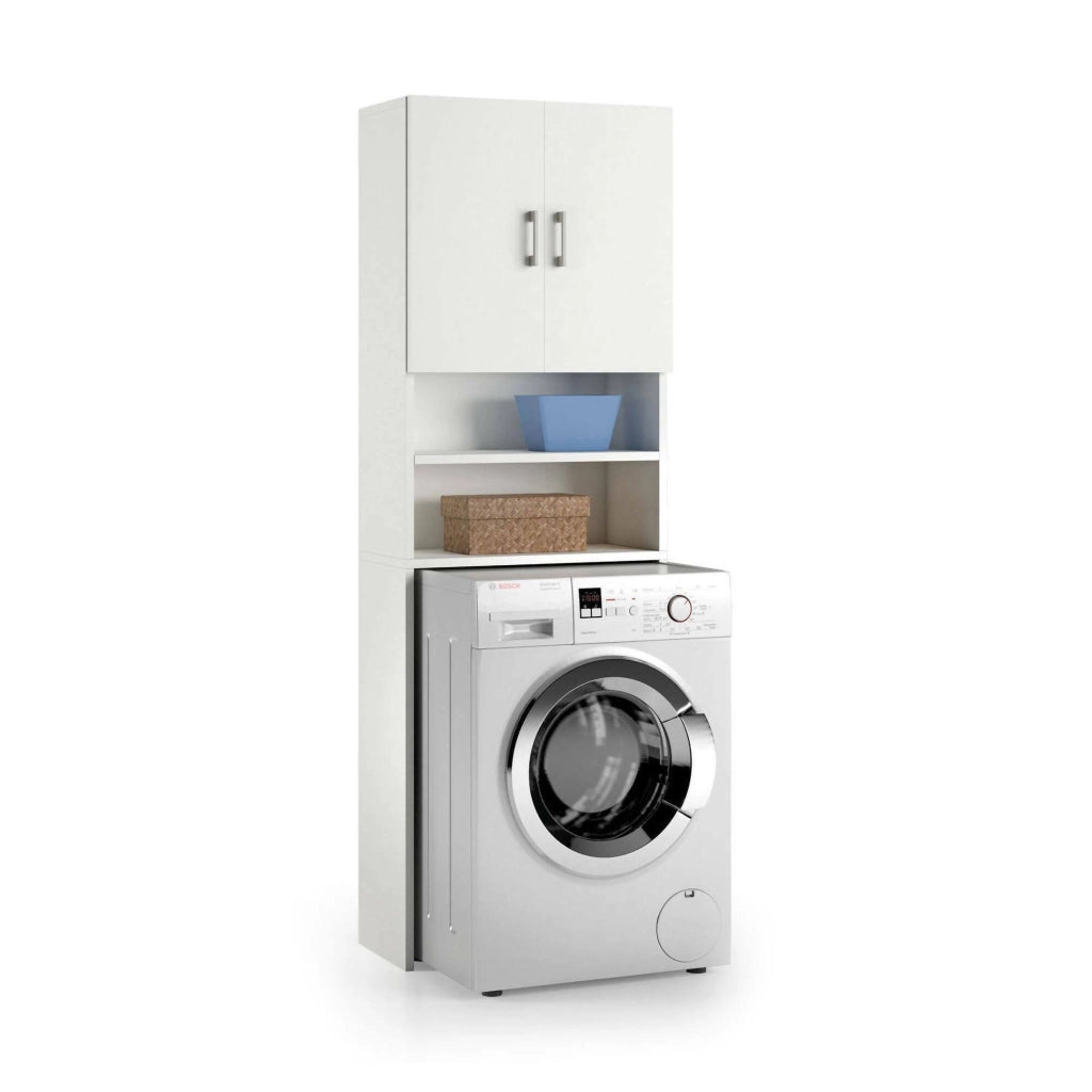 Agar, Armadio Multiuso 2 Ante 3 Ripiani Made in Italy, 65x195h cm Bianco