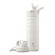 Bottiglia di acqua isolata a vuoto, 24oz (710ml) con doppia parete in acciaio inox, flacone sportivo in metallo con tappo a vite ermetico (bianco)