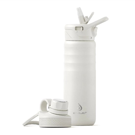 Bottiglia di acqua isolata a vuoto, 24oz (710ml) con doppia parete in acciaio inox, flacone sportivo in metallo con tappo a vite ermetico (bianco)
