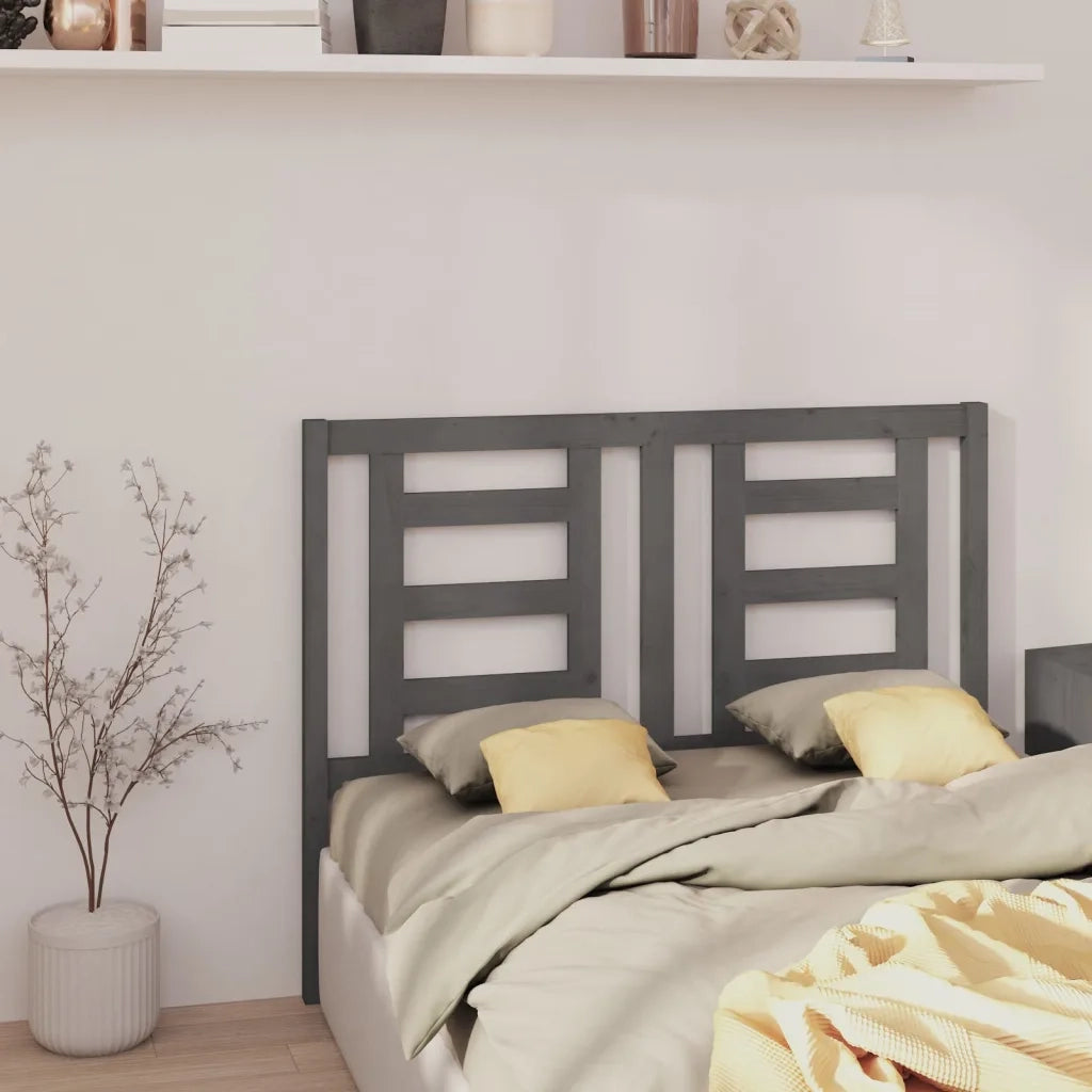 Testiera per Letto Grigia 126x4x100cm in Legno Massello di Pino 818812