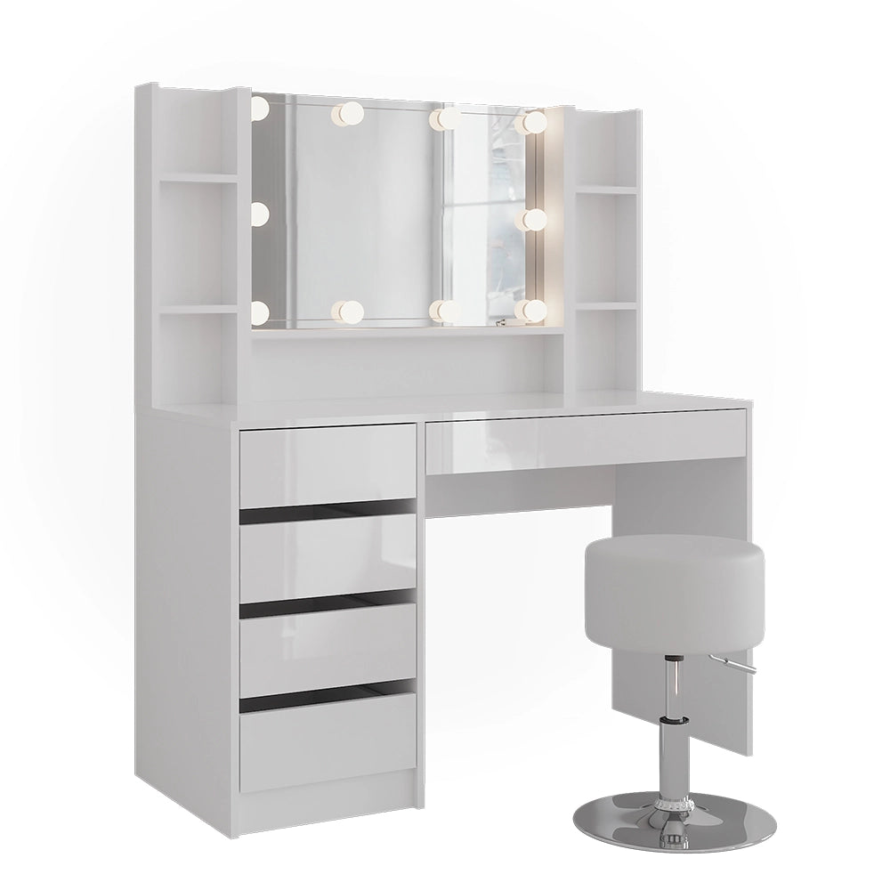 Vicco Tavolo da toeletta Bianco/bianco lucido 119.8 cm 5 parti