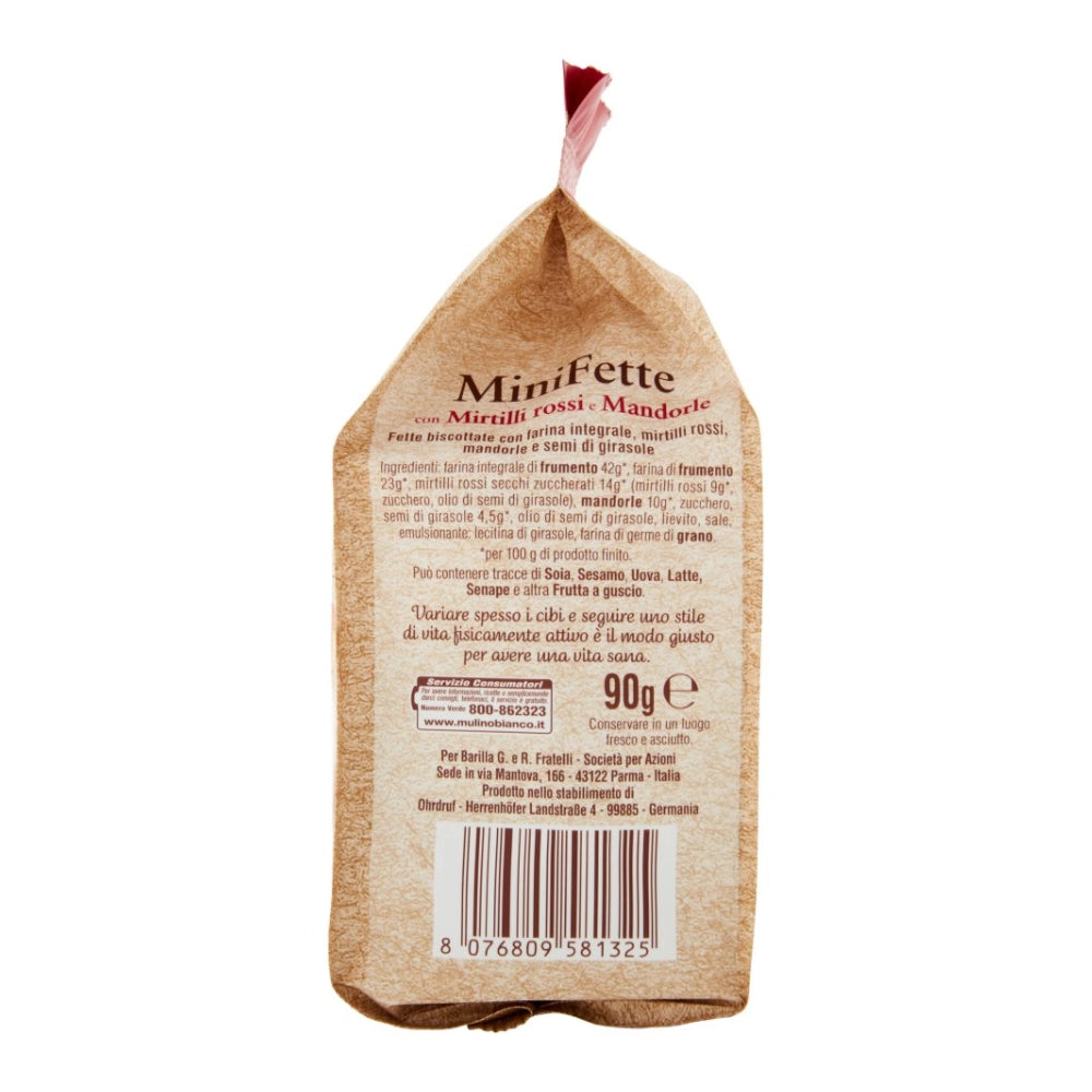 Mulino bianco minifette integrali ai mirtilli rossi e mandorle 6 confezioni da 90 gr