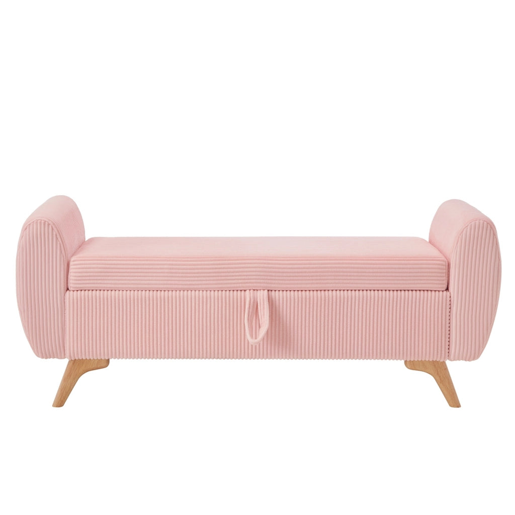 Panca contenitore pieghevole in velluto a coste rosa