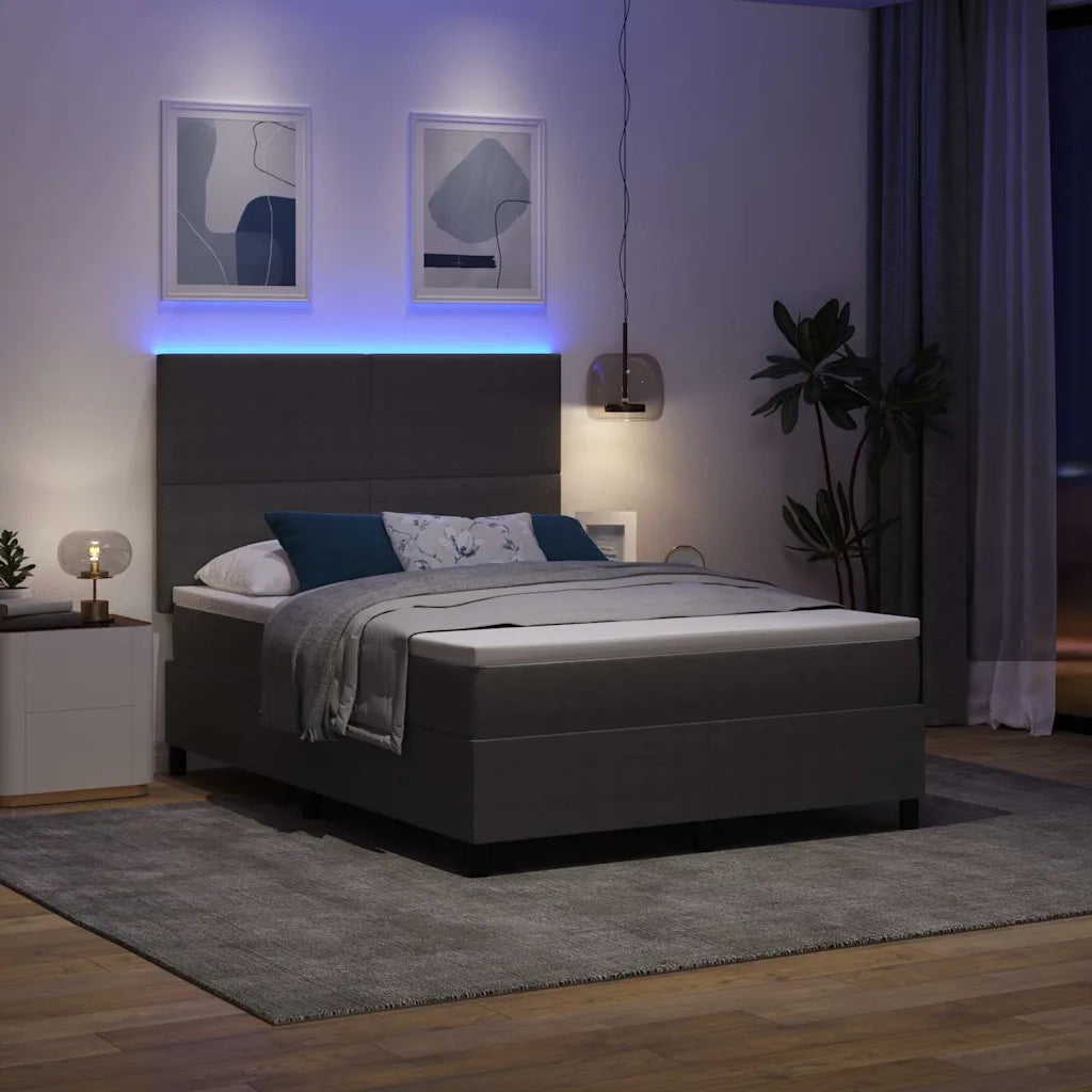 Letto a Sorgente LED Grigio chiaro e bianco 160 x 200 cm 3337651