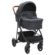 vidaXL Passeggino 2 in 1 Antracite e Nero in Acciaio