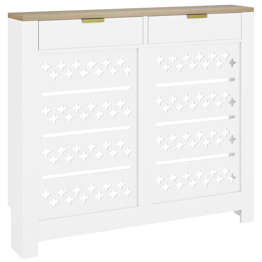 Coperchio radiatore con cassettiera e ripiano ¨C Minimal ¨C bianco 108x19x95.5 cm