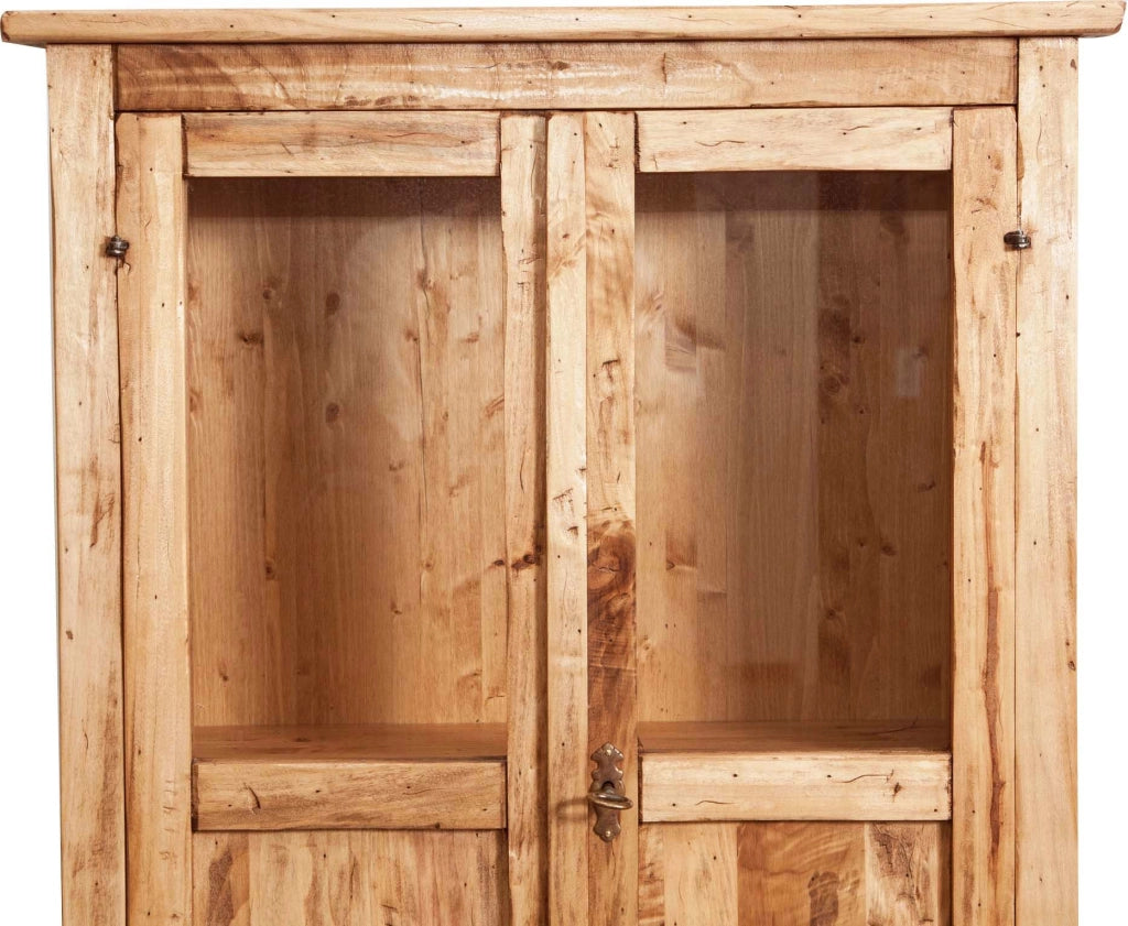 Biscottini Vetrinetta Country in legno massello di tiglio finitura naturale L68xPR25xH98 cm. Made in Italy