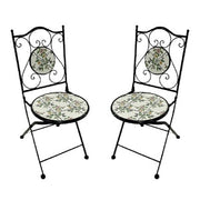 SET PER ESTERNO GIARDINO 2 SEDIE CON INSERTI IN CERAMICA MODELLO "MONTECARLO"