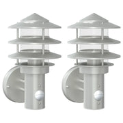 Applique per Esterno con Sensore 2 pz Argento in Acciaio Inox CFW4149432