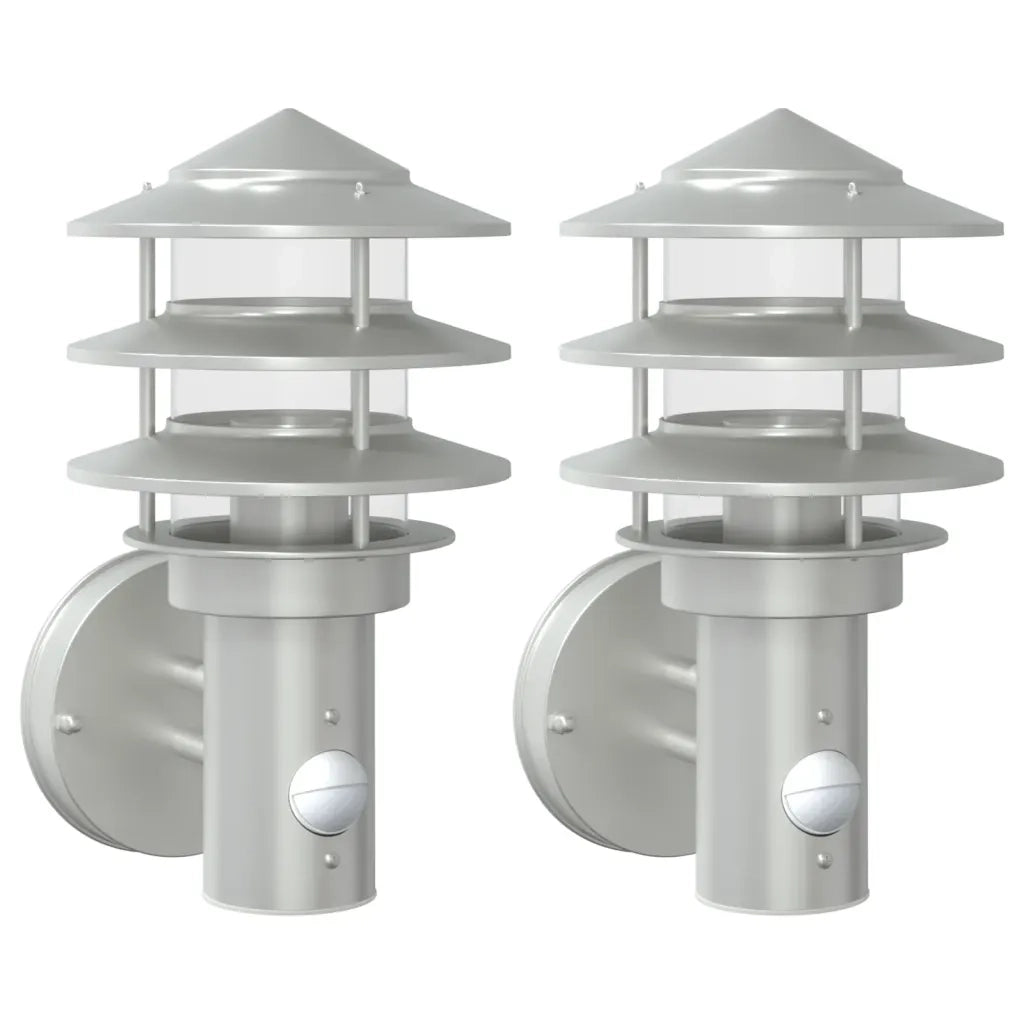 Applique per Esterno con Sensore 2 pz Argento in Acciaio Inox CFW4149432