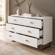 Sideboard moderno con 6 cassetti; 120x40x75 cm; bianco in MDF