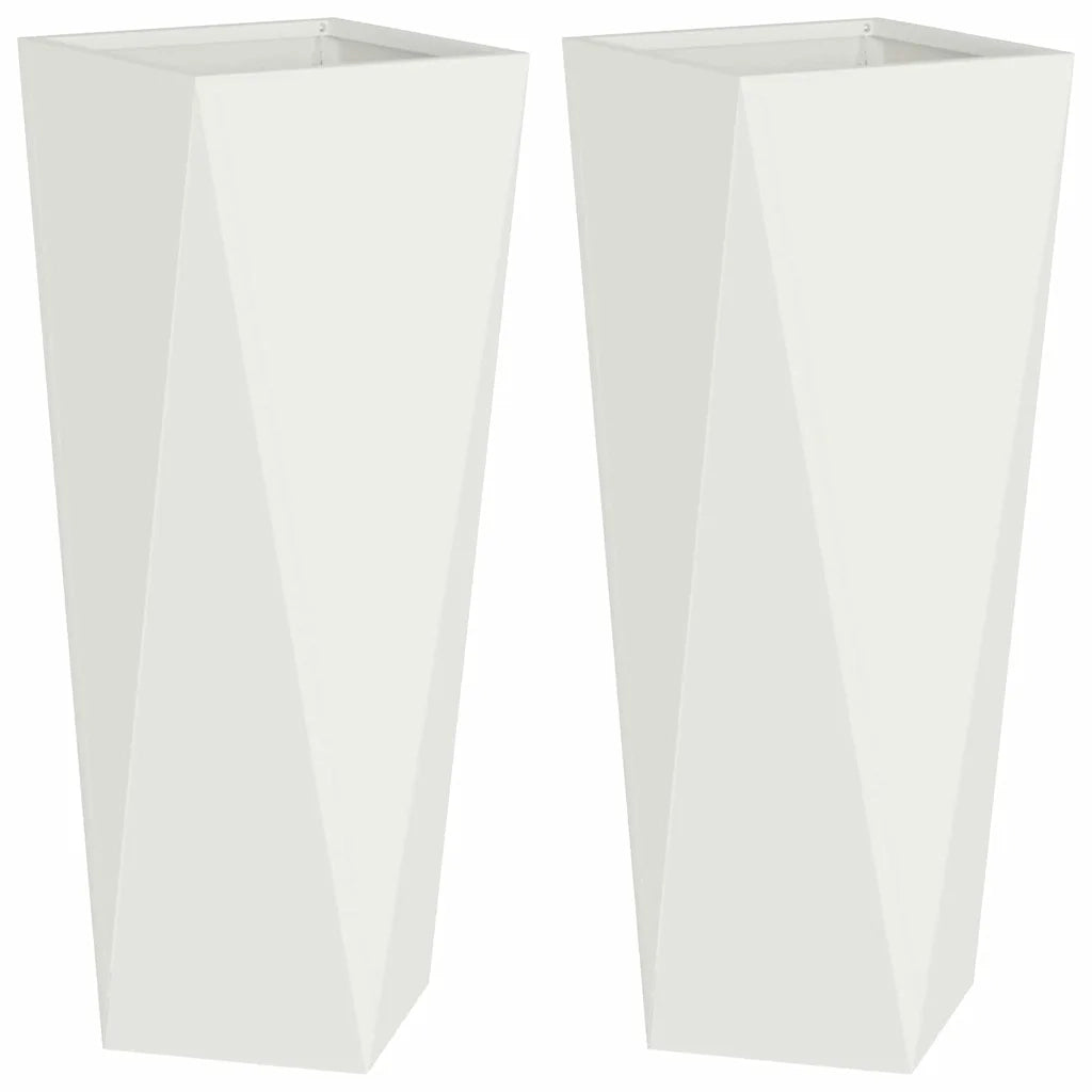 Fioriera 2 pcs Bianco 30 x 30 x 75 cm Acciaio