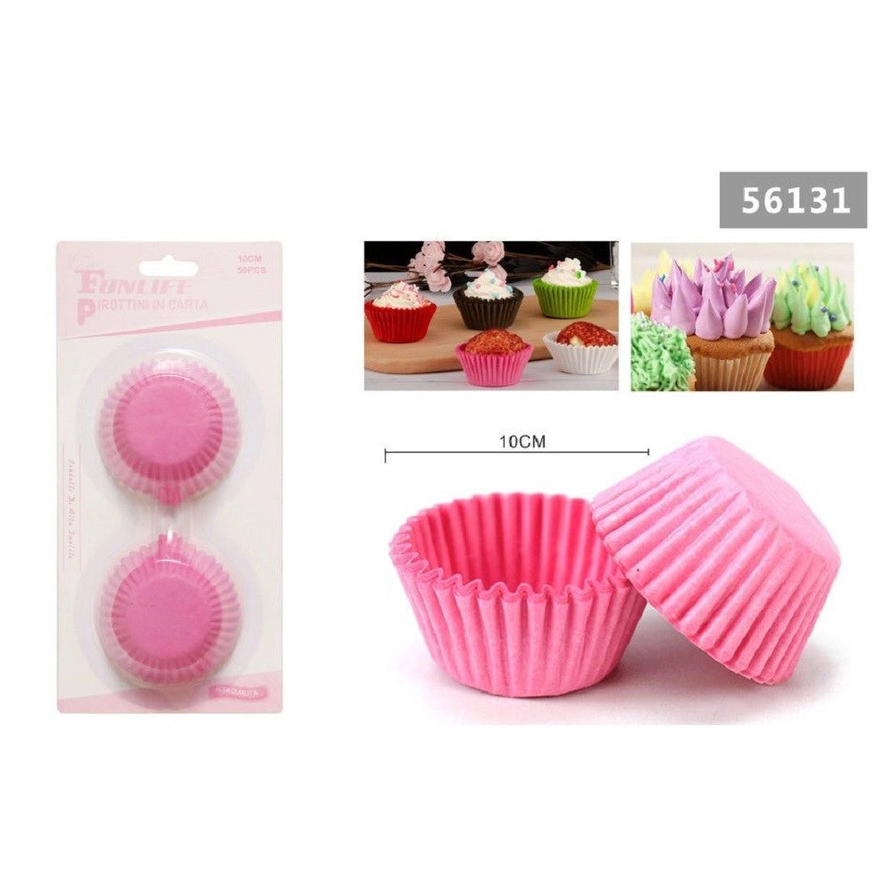Trade Shop - Set 2 Confezioni 50 Pirottini Carta 10cm Rosa Dolci Cupcake Tortine Muffin 56131 -
