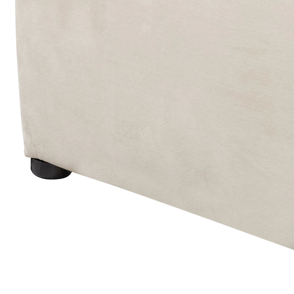 Letto Ottomano Beige Chiaro Velluto Tappezzato 160 x 200 cm Testiera Travestita Funzione Contenitore