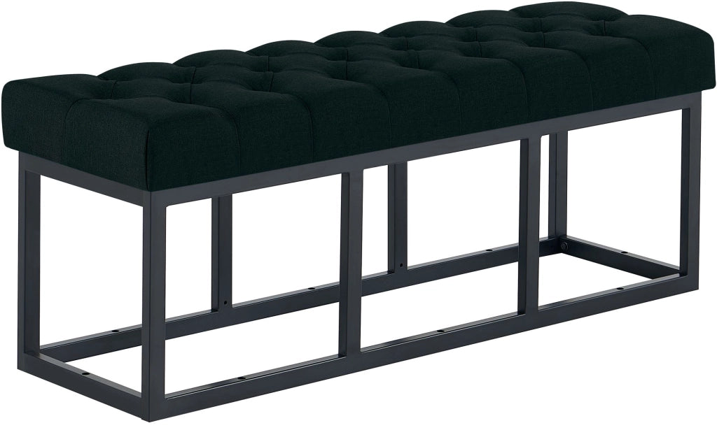 Panca design AMUN in metallo nero opaco e tessuto nero,120 cm
