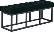 Panca design AMUN in metallo nero opaco e tessuto nero,120 cm