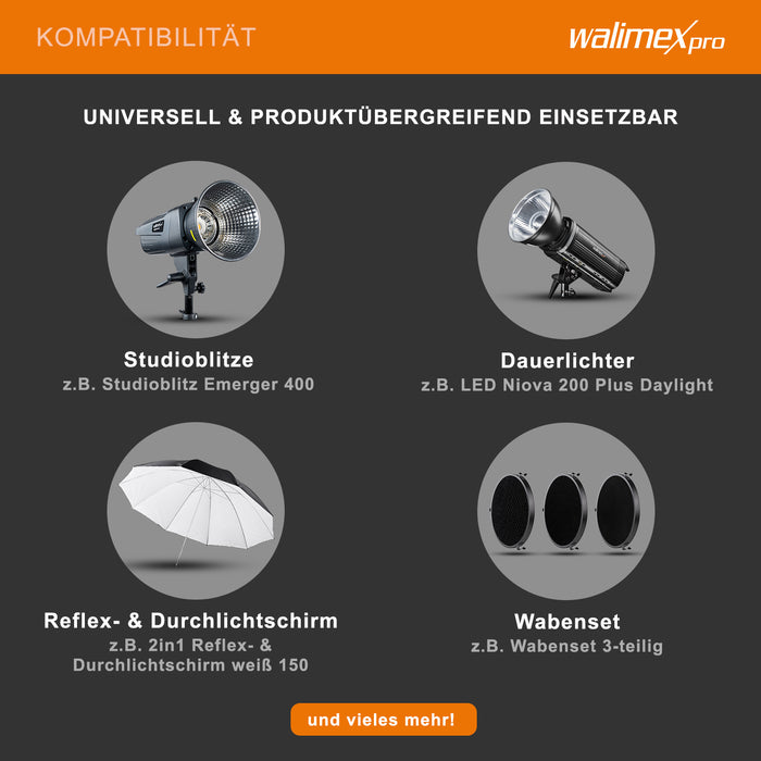 Riflettore standard II - Cono di luce uniforme per il lighting design professionale - Compatibile con walimex pro e attacco Bowens