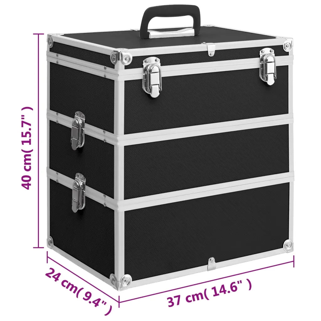 Valigia per Cosmetici 37x24x40 cm Nera in Alluminio CFW3546533