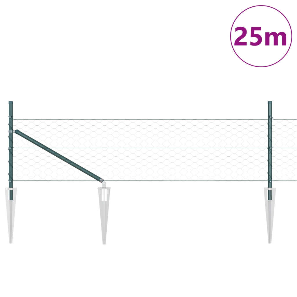 Recinzione esagonale verde 0,4x25 m in acciaio