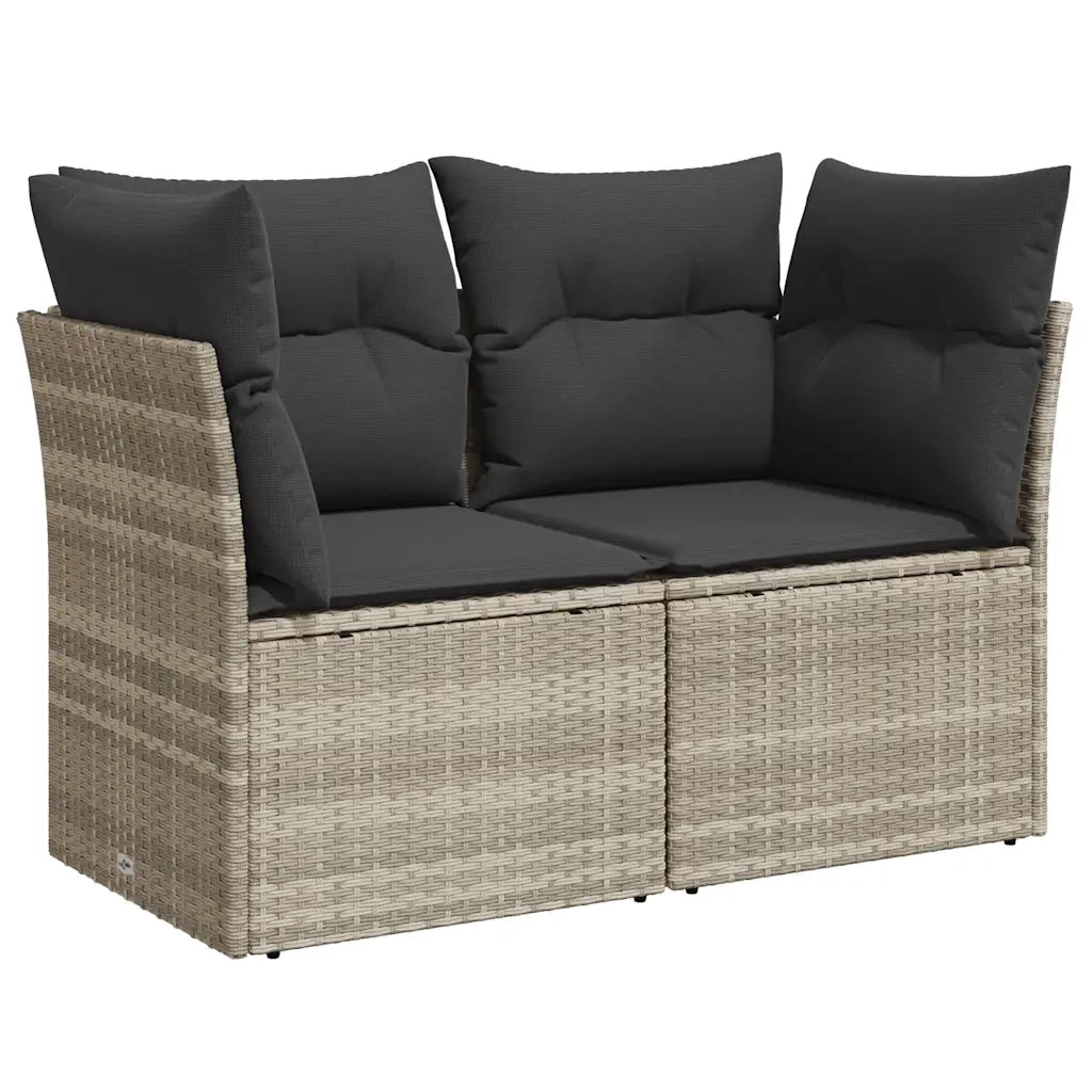 Divano da Giardino con Cuscini 2 Posti-Sofa da Giardino-Divano da esterno Grigio Chiaro Polyrattan 191470