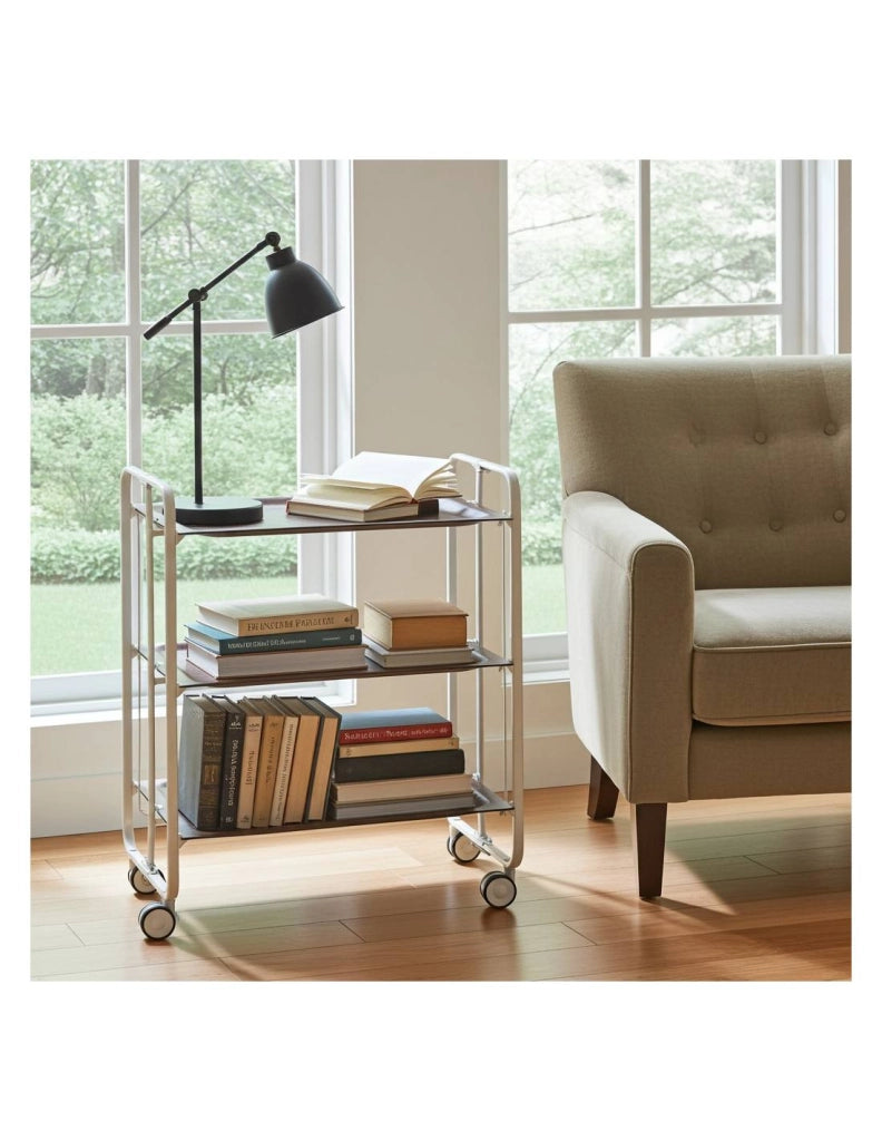 Carrello da cucina pieghevole bianco con ruote BAUHAUS 3 ripiani