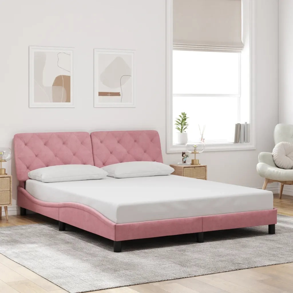Giroletto con LED senza Materasso Rosa 160x200 cm in Velluto 3213866
