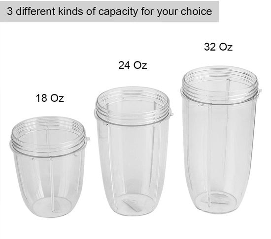 Bicchierino per frullati e smoothie BPA-free - Resistentente al lavastoviglie - In materiale plastico - 3 capacità 18/24/32 OZ - Per frullati e shake di proteine - Per un comfort di vita - Bicchiere per centrifugatore