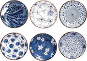 Set di immersione in stile giapponese ceramico - 4 pollici blu e bianco - set da 6 pezzi