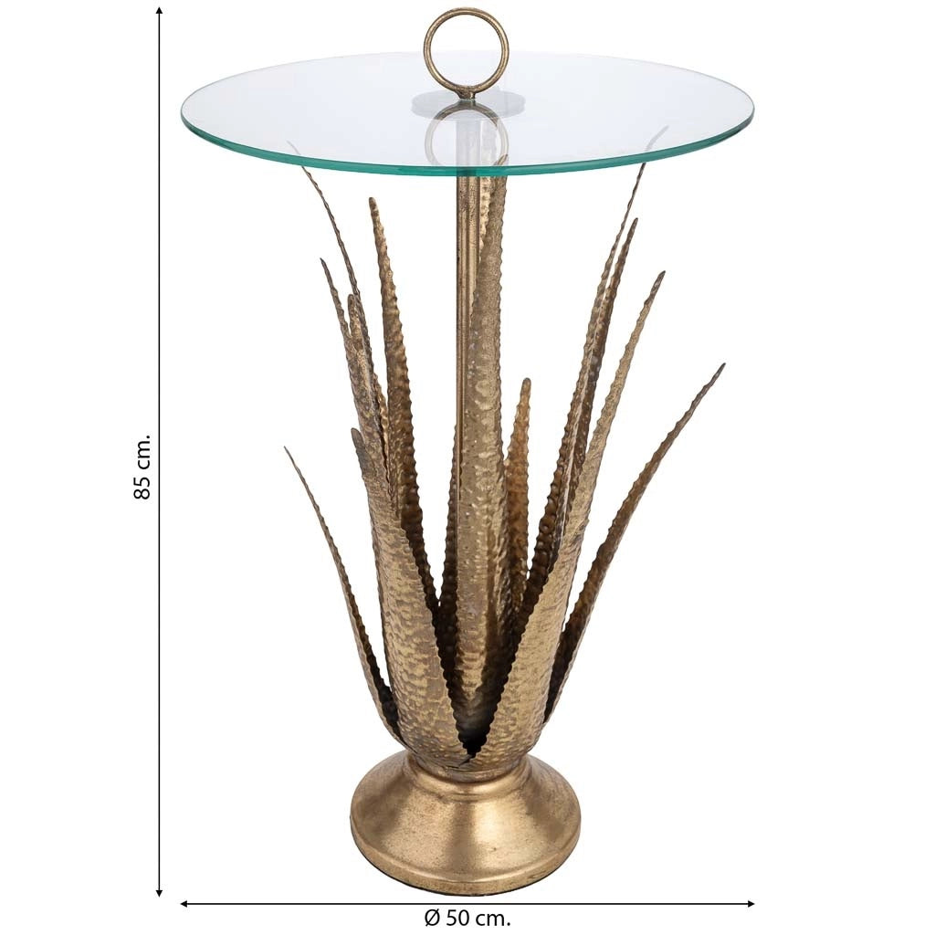 Mesa auxiliar in metallo dorada 50x50x85 cm