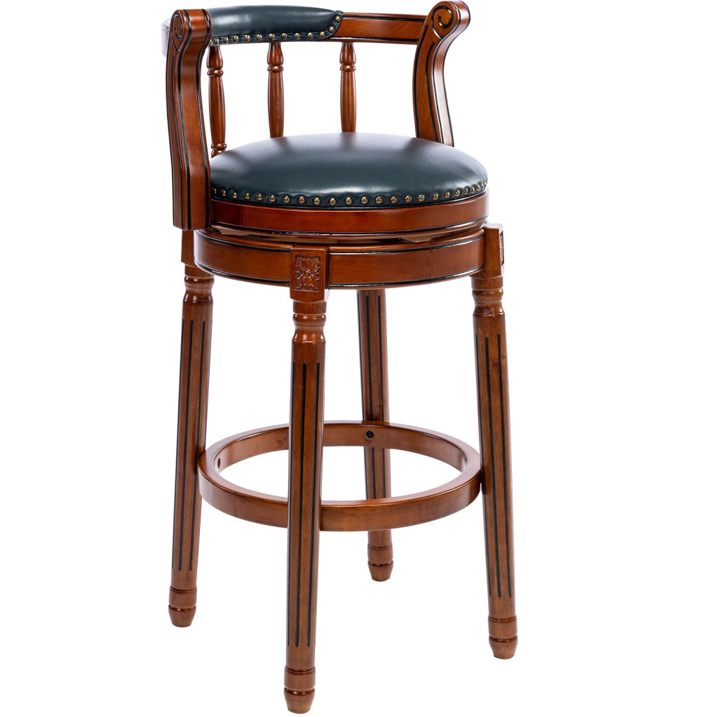 Sgabello da bar girevole 55.0x55.0x34.0 cm in pelle e legno blu