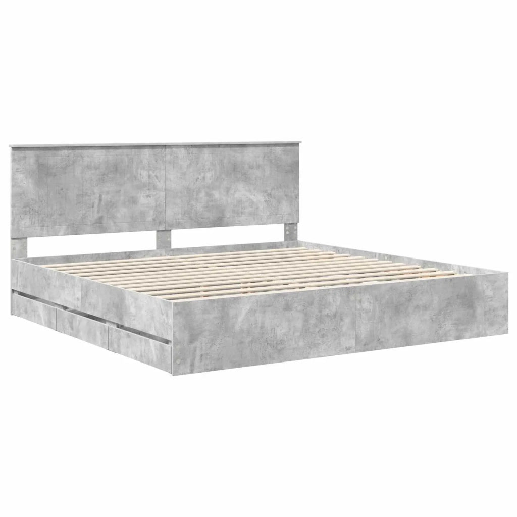 Struttura del letto con cassetto Grigio cemento 200 x 200 cm