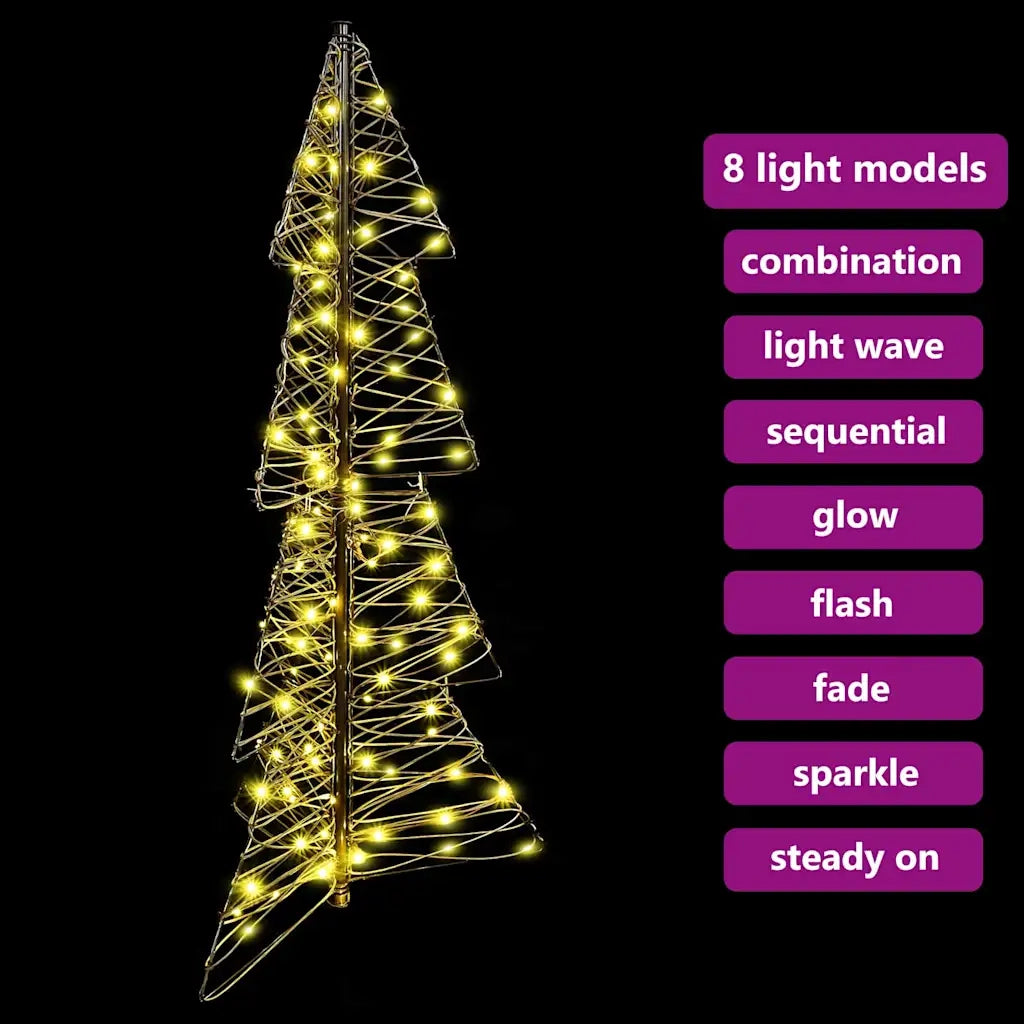Albero di Natale con 100 LED Bianco caldo 120 cm Rattan 42019220