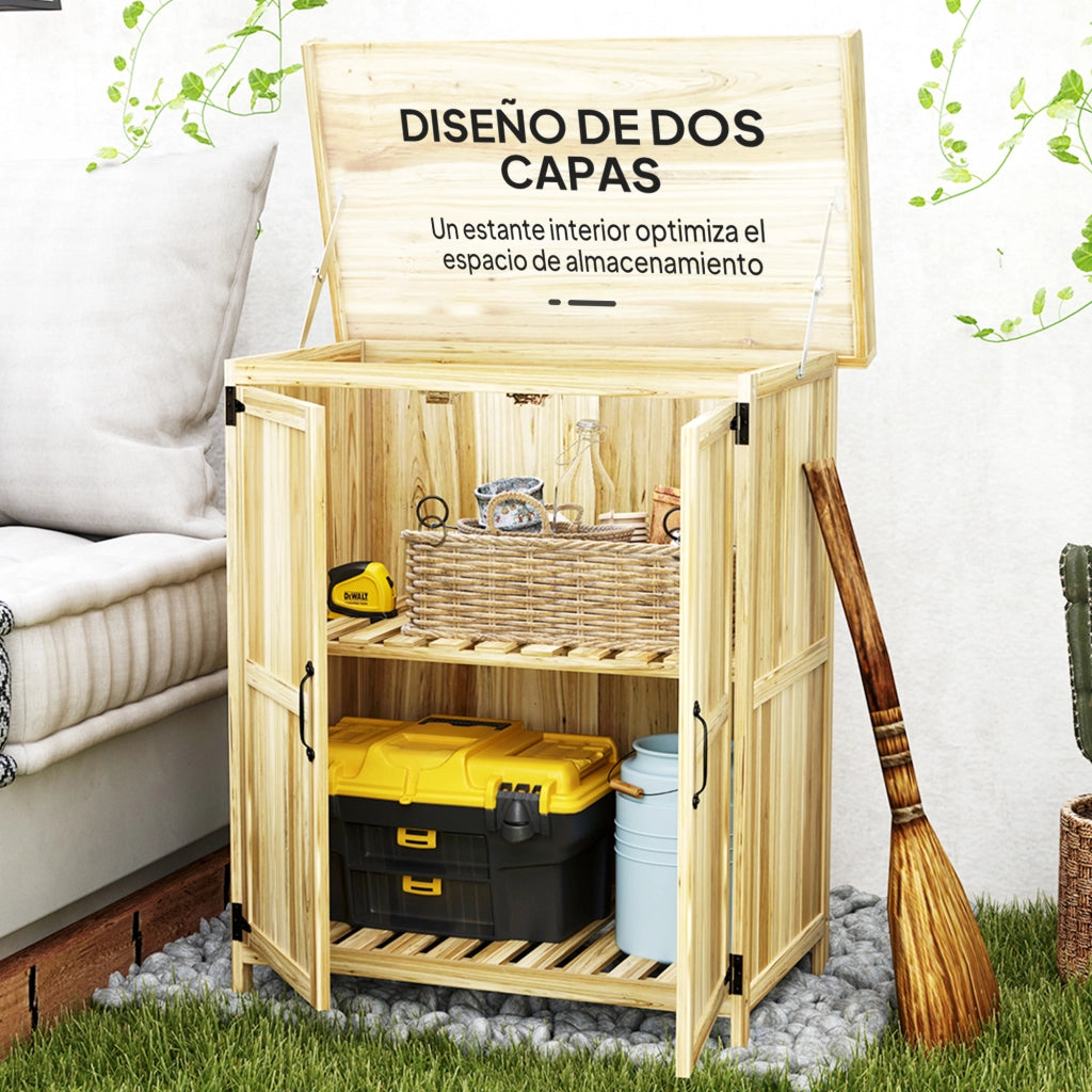 Casetta da Giardino in Legno con 2 Porte ¨C zephmum ¨C 74x43x88 cm Naturale