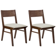 Set di 2 sedie da pranzo in tessuto beige senza braccioli Struttura in legno scuro tradizionali retrò Seduta