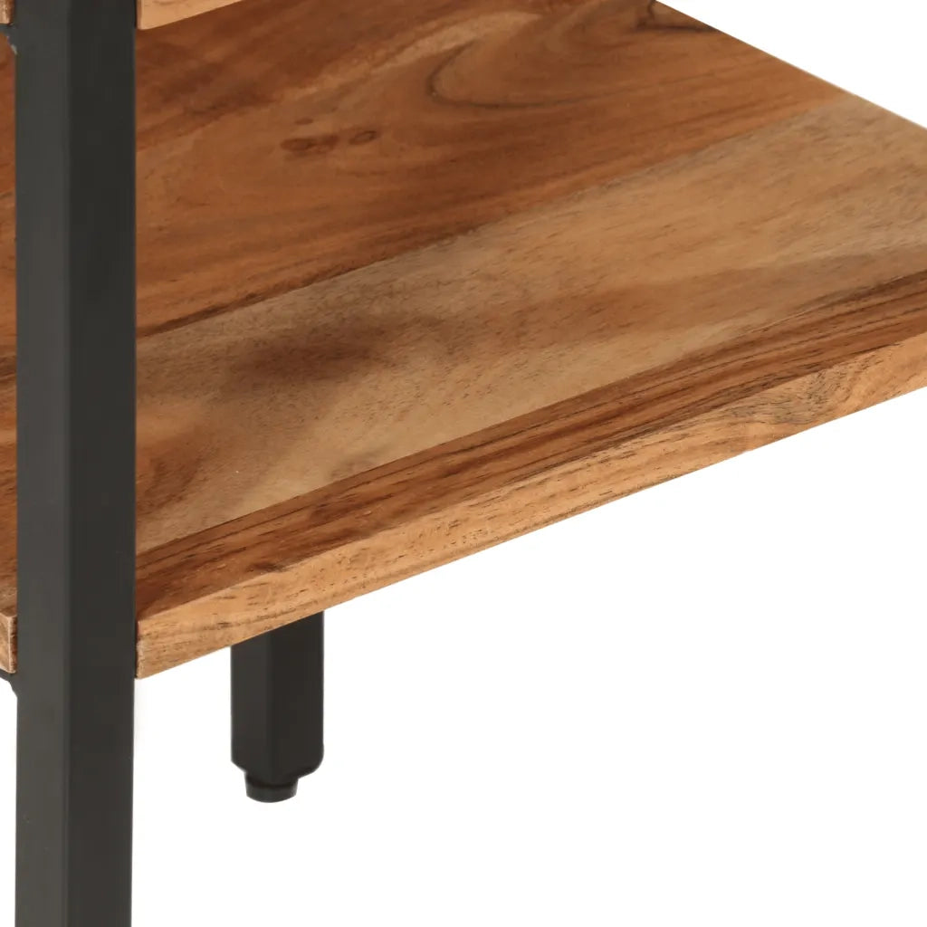 Tavolino 35x35x45cm in Legno Massello di Acacia e Ferro 372728
