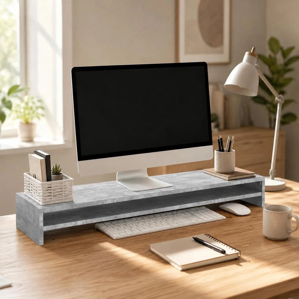 Monitor Stand, Concrete Grey, 100x24x13 Cm, Wood-based Material