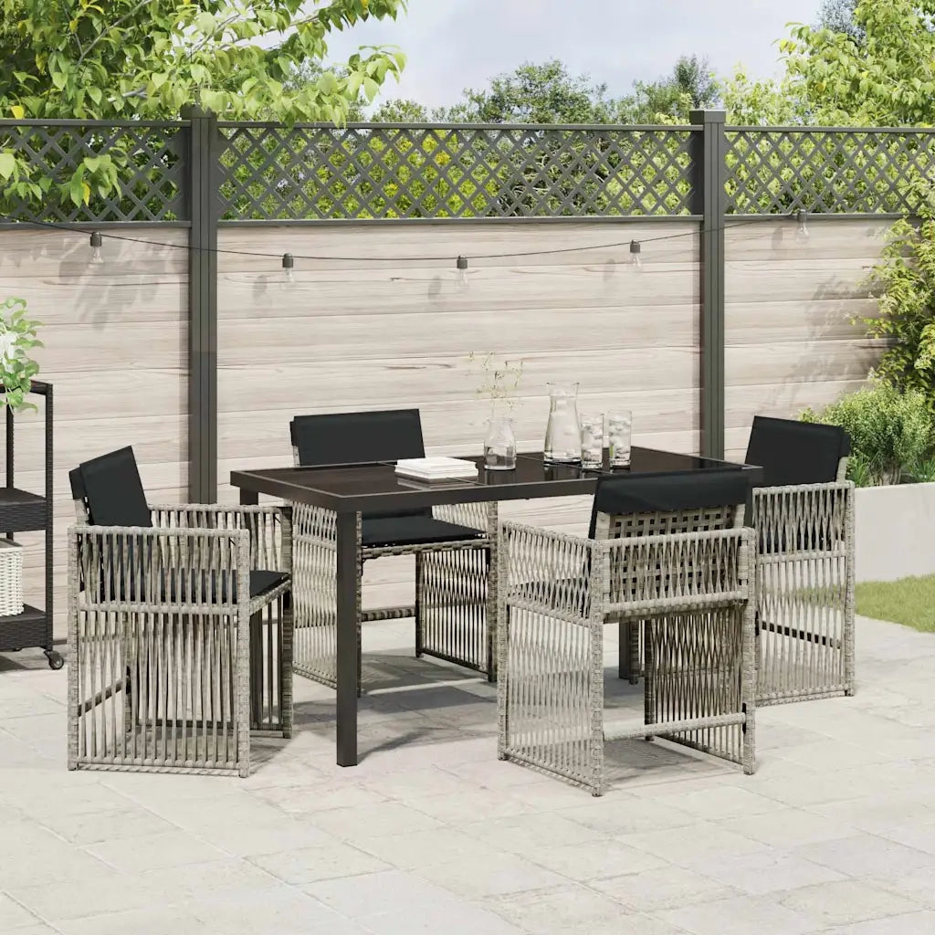 Set da Pranzo per Giardino 5 pcs Grigio chiaro polyrattan 3380790