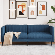 Divano a 3 Posti-Sofa 3 Posti Blu in Tessuto