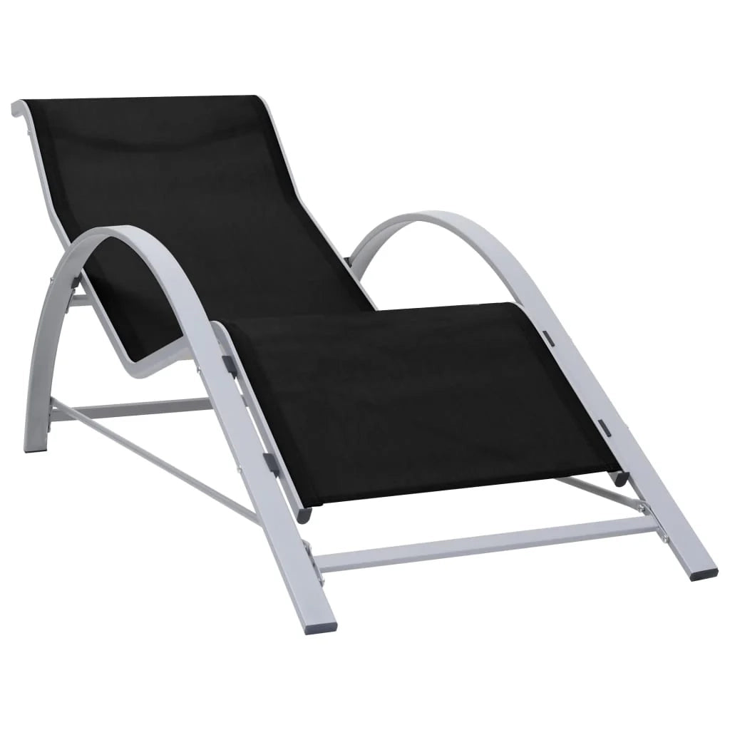 Set di 2 lettini prendisole sedie a sdraio lettini prendisole aiuole da giardino mobili da giardino con tavolo in alluminio nero 02_0012074