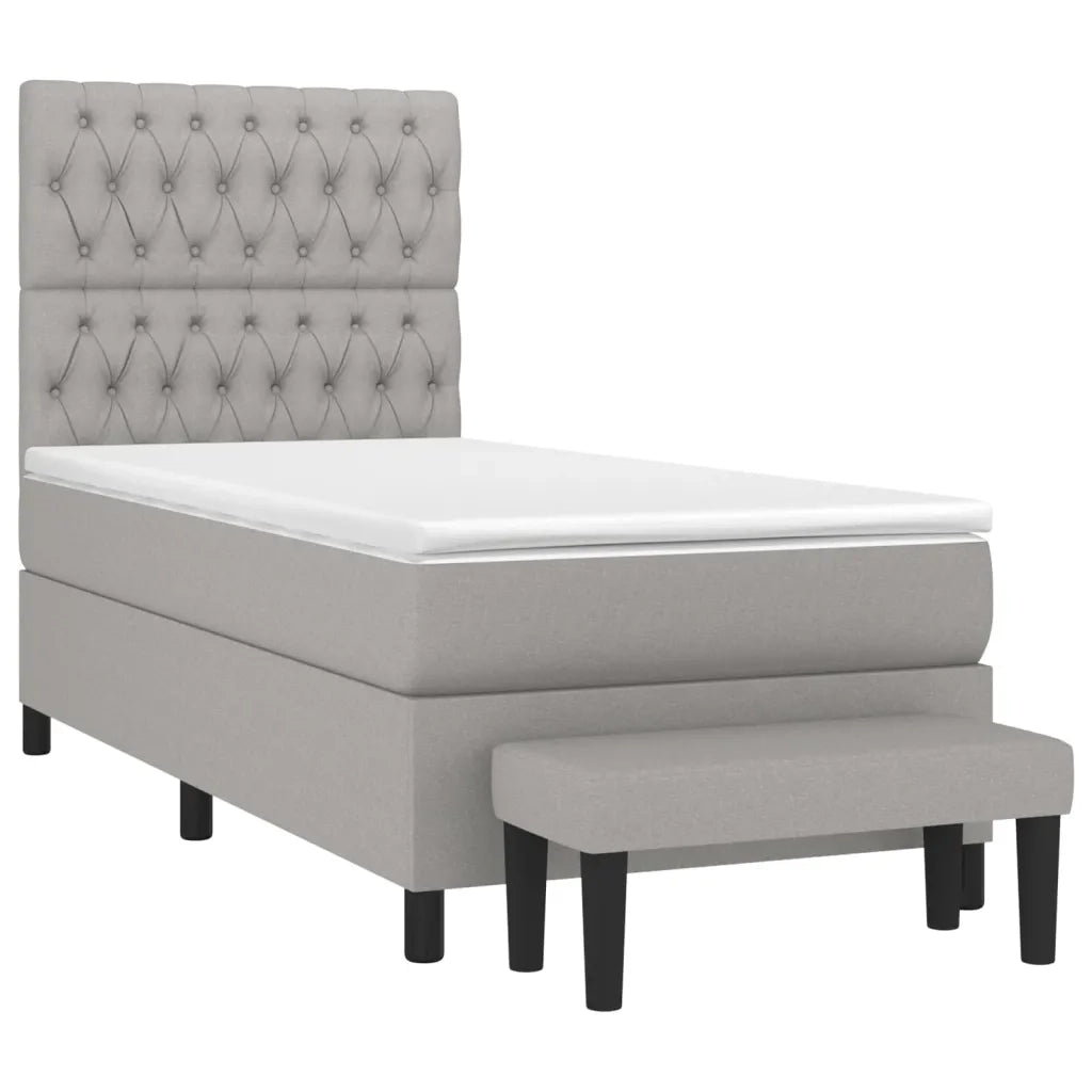 Giroletto a Molle con Materasso Grigio Chiaro100x200 cm Tessuto