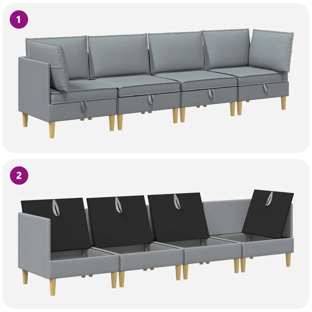 Set di mobili per il soggiorno 4 pcs Grigio Chiaro Tessuto 3413674