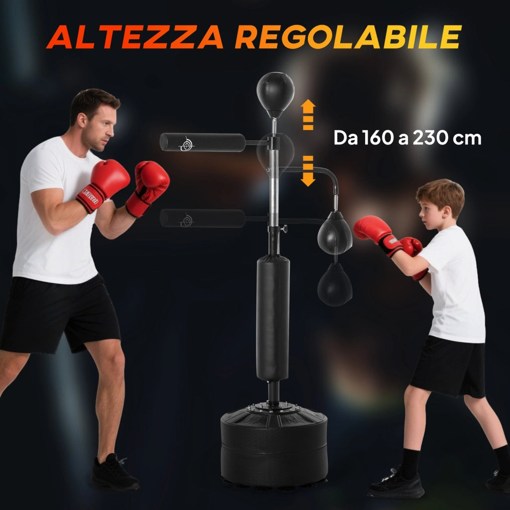 Sacco Boxe da Terra 4 in 1 ¨C zephmum ¨C Nero, Altezza Regolabile 160-230cm