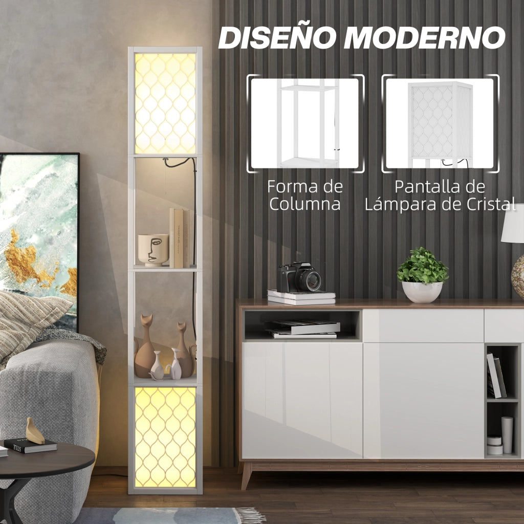 Lampada da Terra con Ripiani ¨C Xylo ¨C Bianco 26x26x156 cm
