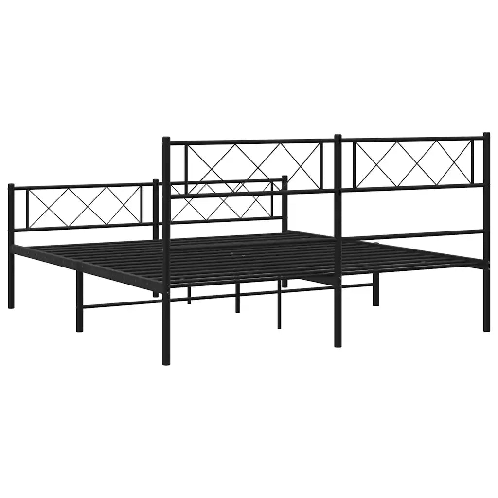 Giroletto con Testiera e Pediera Metallo Nero 120x200 cm 372293
