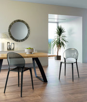 Sedia Pearl in Policarbonato Grigio - Design Moderno e Trasparente, Seduta Elegante con Linee Morbide, Dimensioni 49.5x53x84 cm